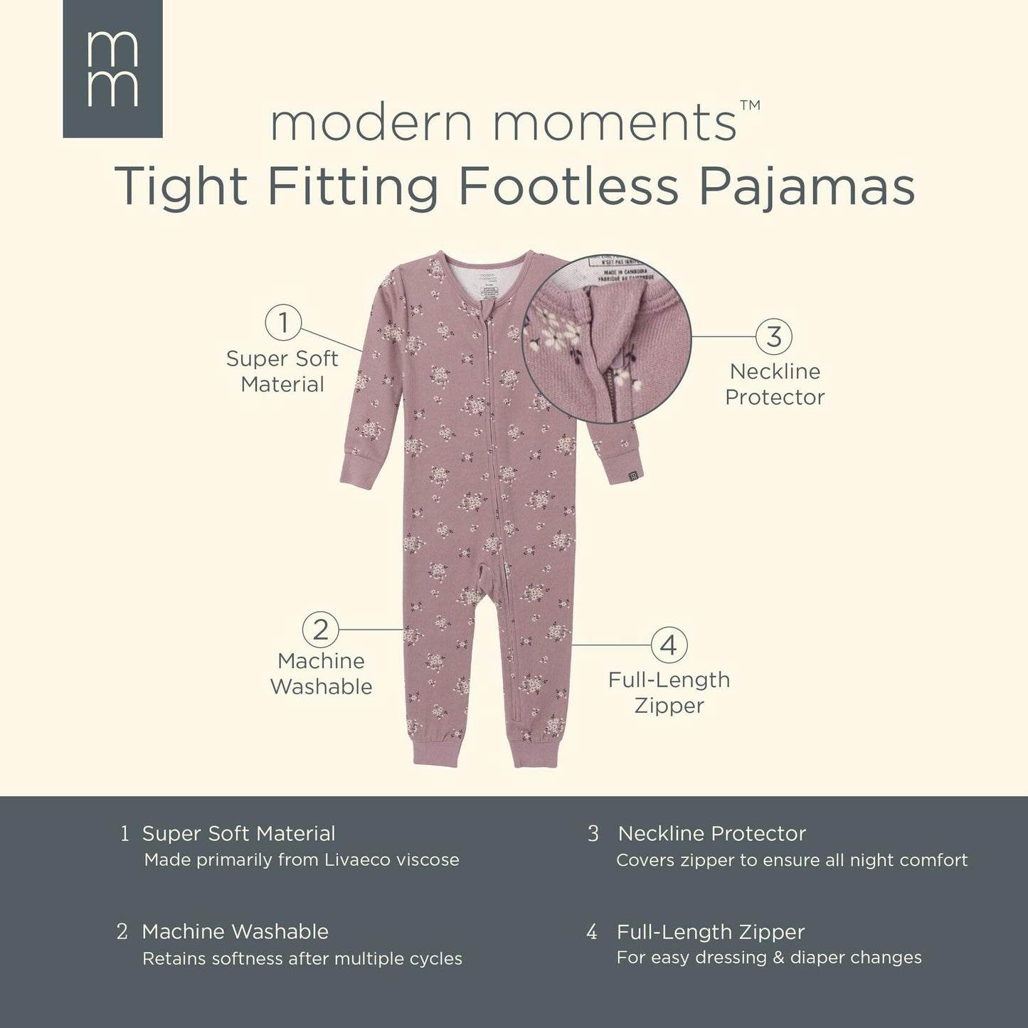 Gerber Modern Moments Baby Footless Pajamas Lilac Posies Size 4T