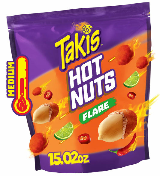 BB01/25 Takis Flare Hot Nuts 15.02 oz Sharing Size Resealable Bag