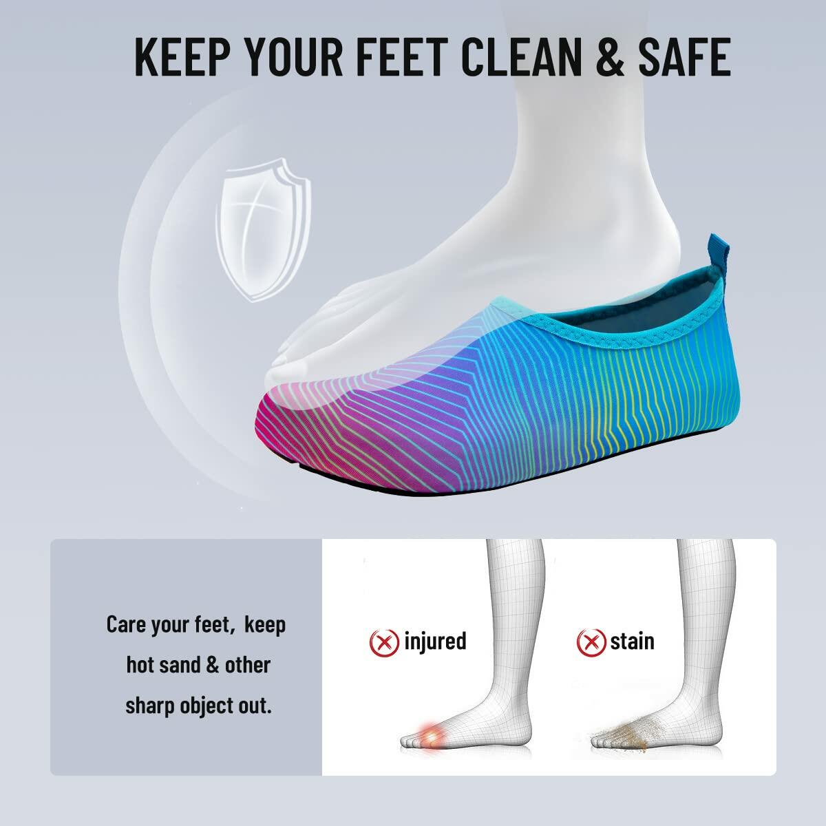 NING MENG Water Shoes Unisex Quick-Dry Aqua Yoga Socks Size 9.5/8.5 Colorful
