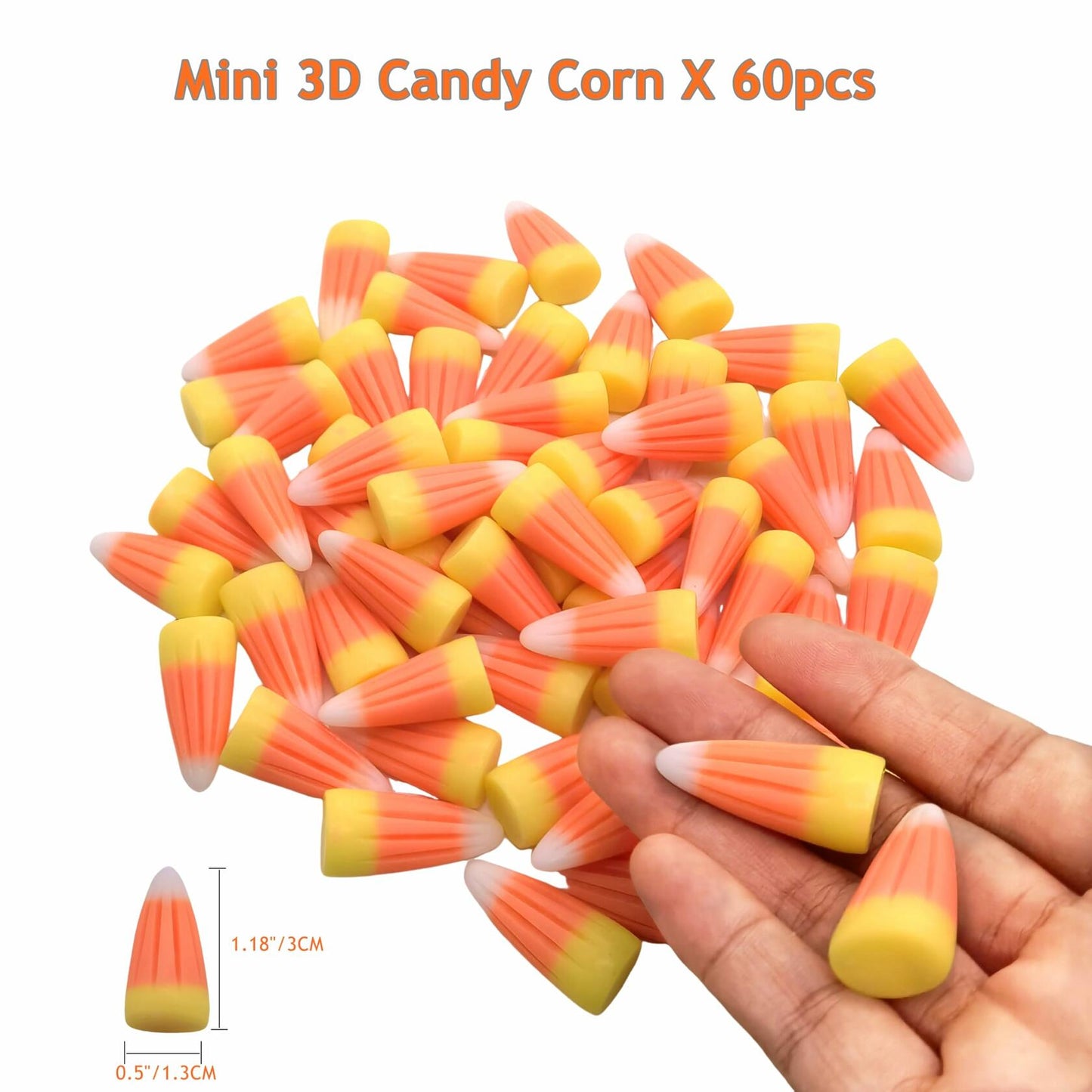 M2cbridge Halloween Resin Candy Corn Mini 3D with Eyepin 60pcs
