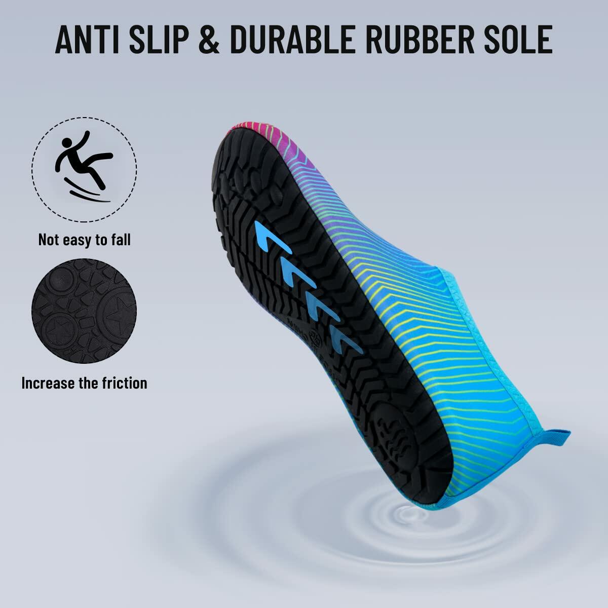 NING MENG Water Shoes Unisex Quick-Dry Aqua Yoga Socks Size 9.5/8.5 Colorful