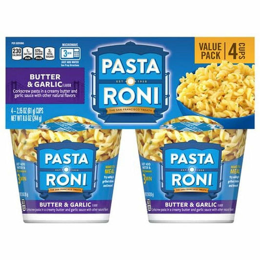 BestBy12/24 Pasta Roni 4pk Butter Garlic Cups - Quick & Delicious Meals