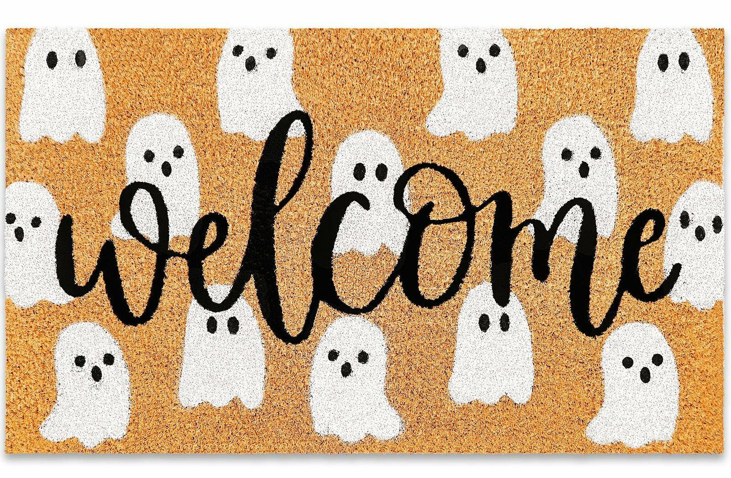 JarThenaAMCS Halloween Coir Doormat Cute Ghost Non-Slip 16.5x29 Inch