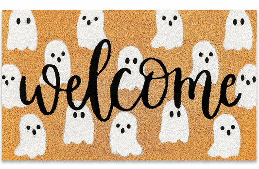 JarThenaAMCS Halloween Coir Doormat Cute Ghost Non-Slip 16.5x29 Inch
