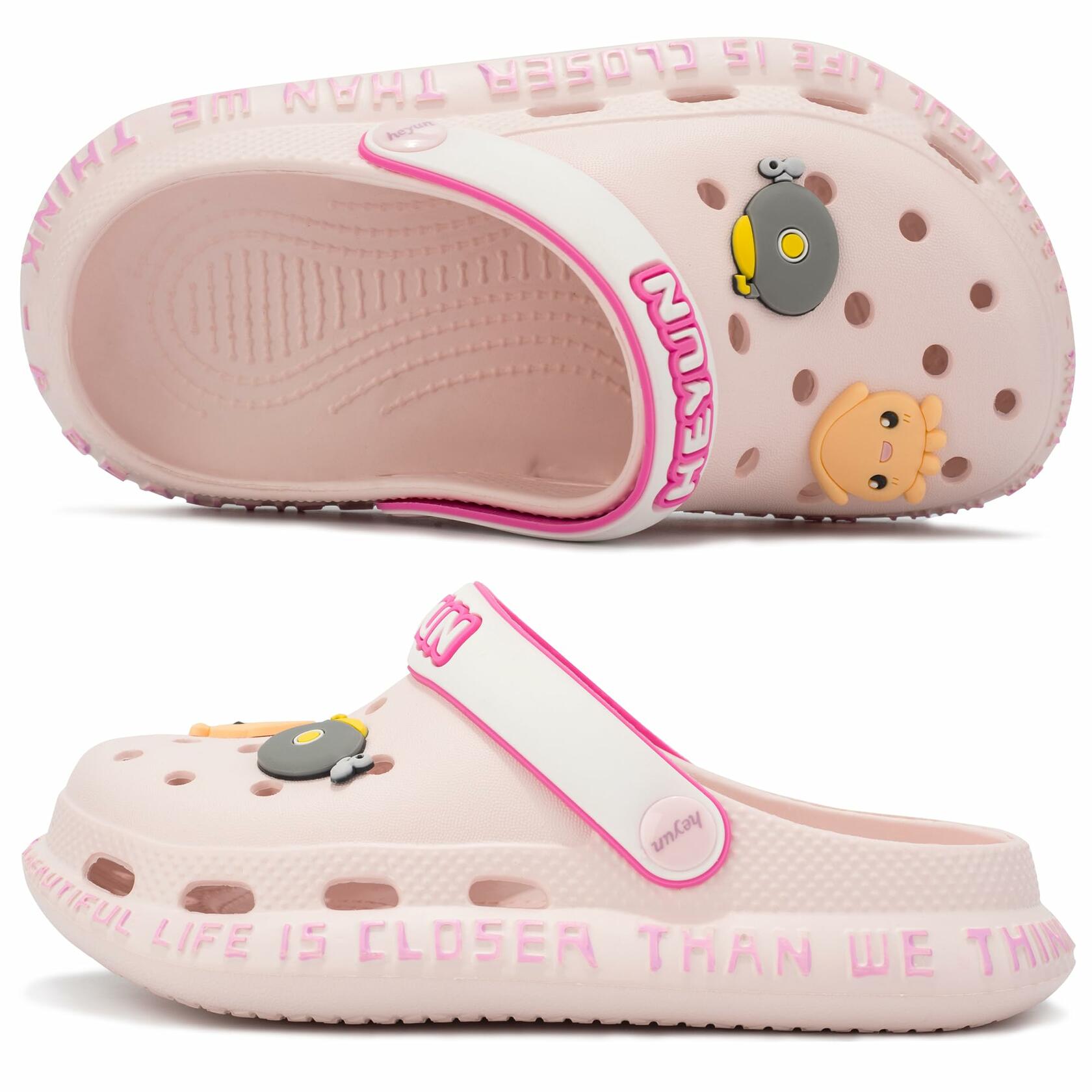 Azooken Kids Cute Clogs Slippers Pink Size 34 Lightweight Outdoor Shoes