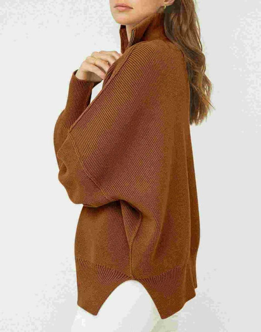 ANRABESS Women Burgundy Quarter Zip Pullover Sweatshirt XL Long Sleeve