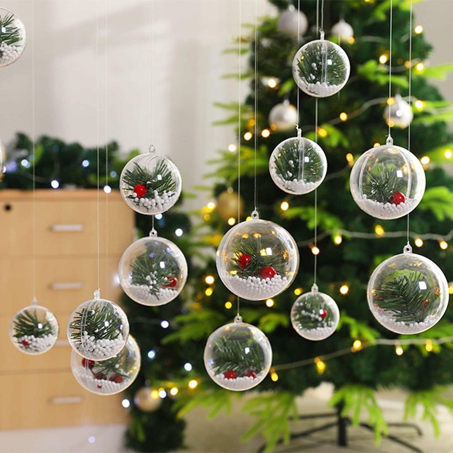 Ranchbtn 25pcs Clear Plastic Fillable Ornaments Various Sizes DIY Decor