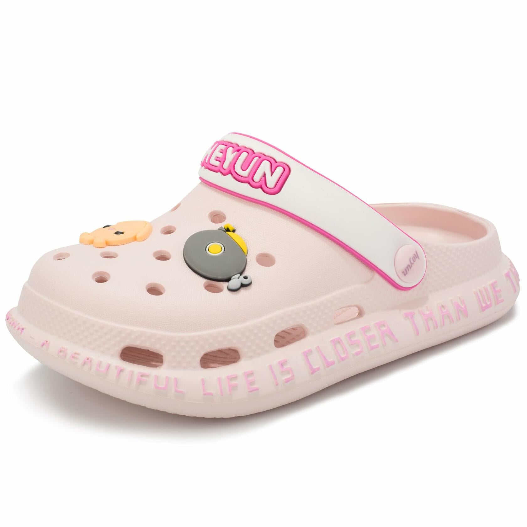 Azooken Kids Cute Clogs Slippers Pink Size 34 Lightweight Outdoor Shoes