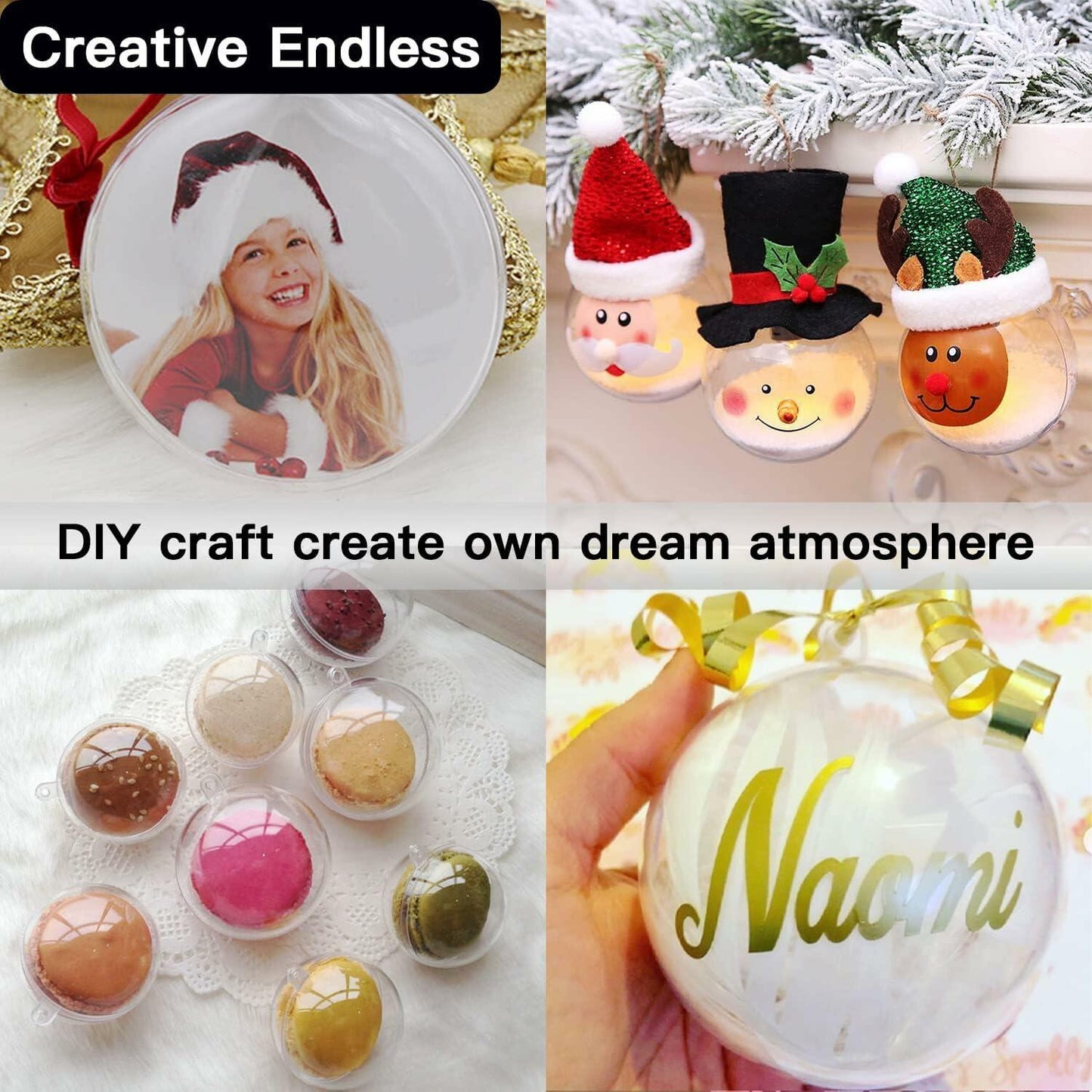Ranchbtn 25pcs Clear Plastic Fillable Ornaments Various Sizes DIY Decor