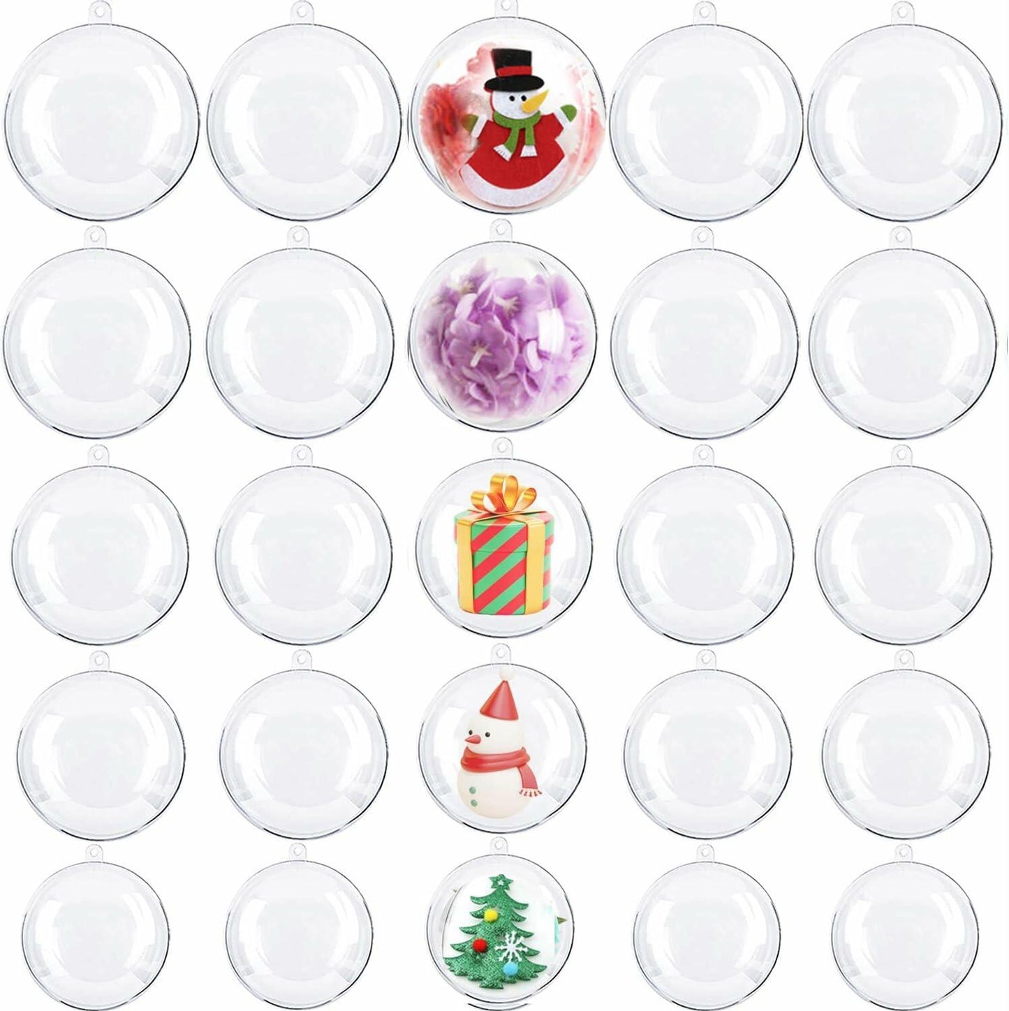 Ranchbtn 25pcs Clear Plastic Fillable Ornaments Various Sizes DIY Decor