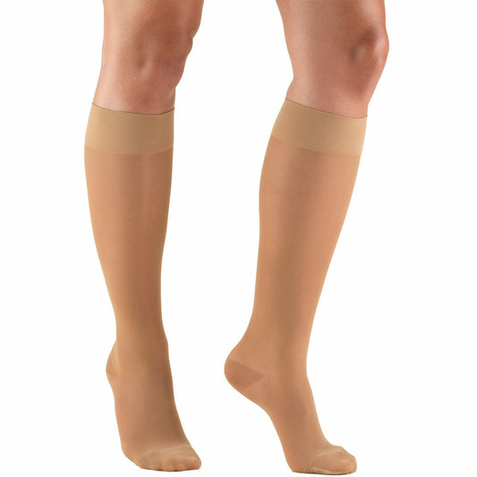 Truform Sheer Compression Stockings 15-20 mmHg Knee High 20 Denier Beige Large