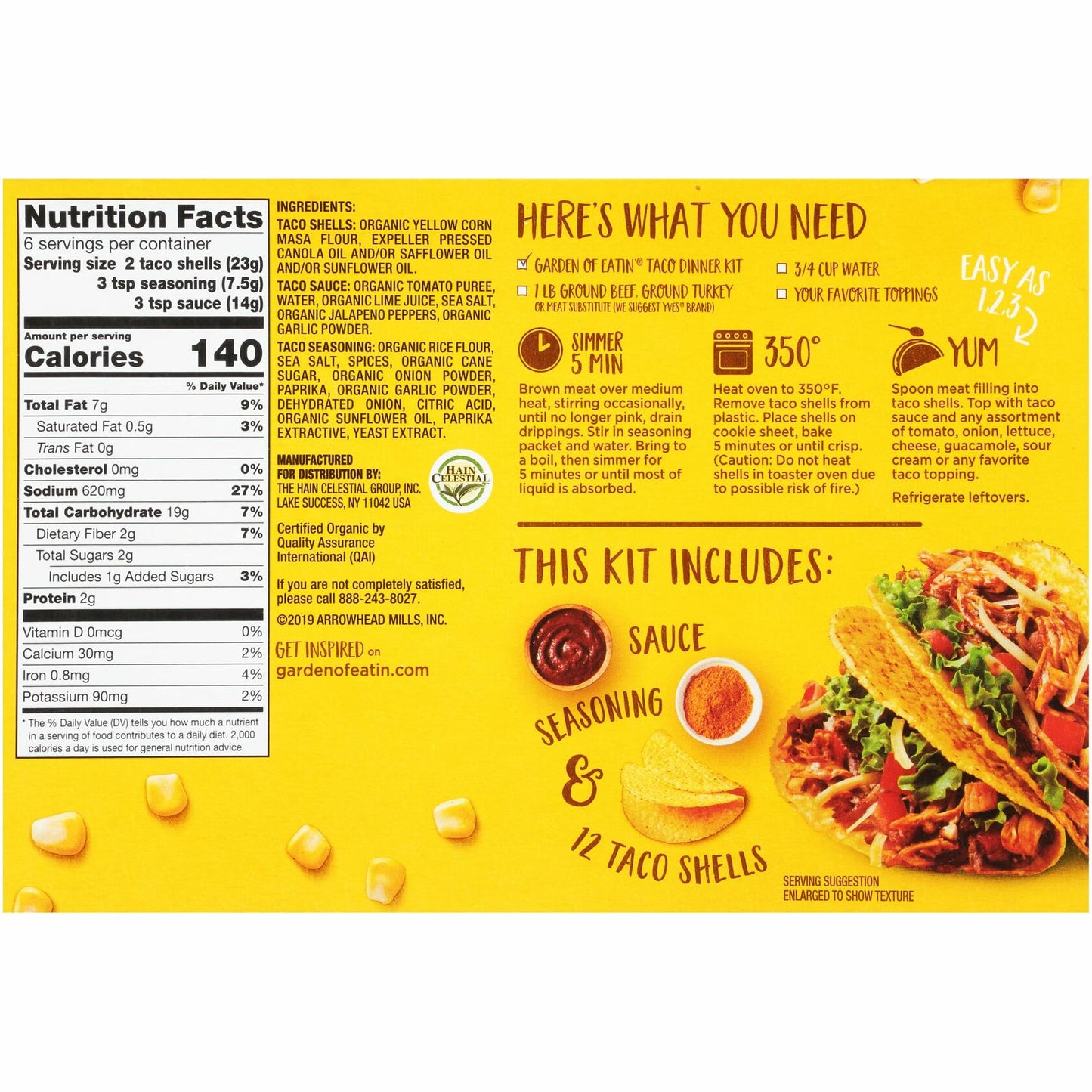 Garden of Eatin' Yellow Corn Taco Shells Dinner Kit 12 Count 9.4 Oz