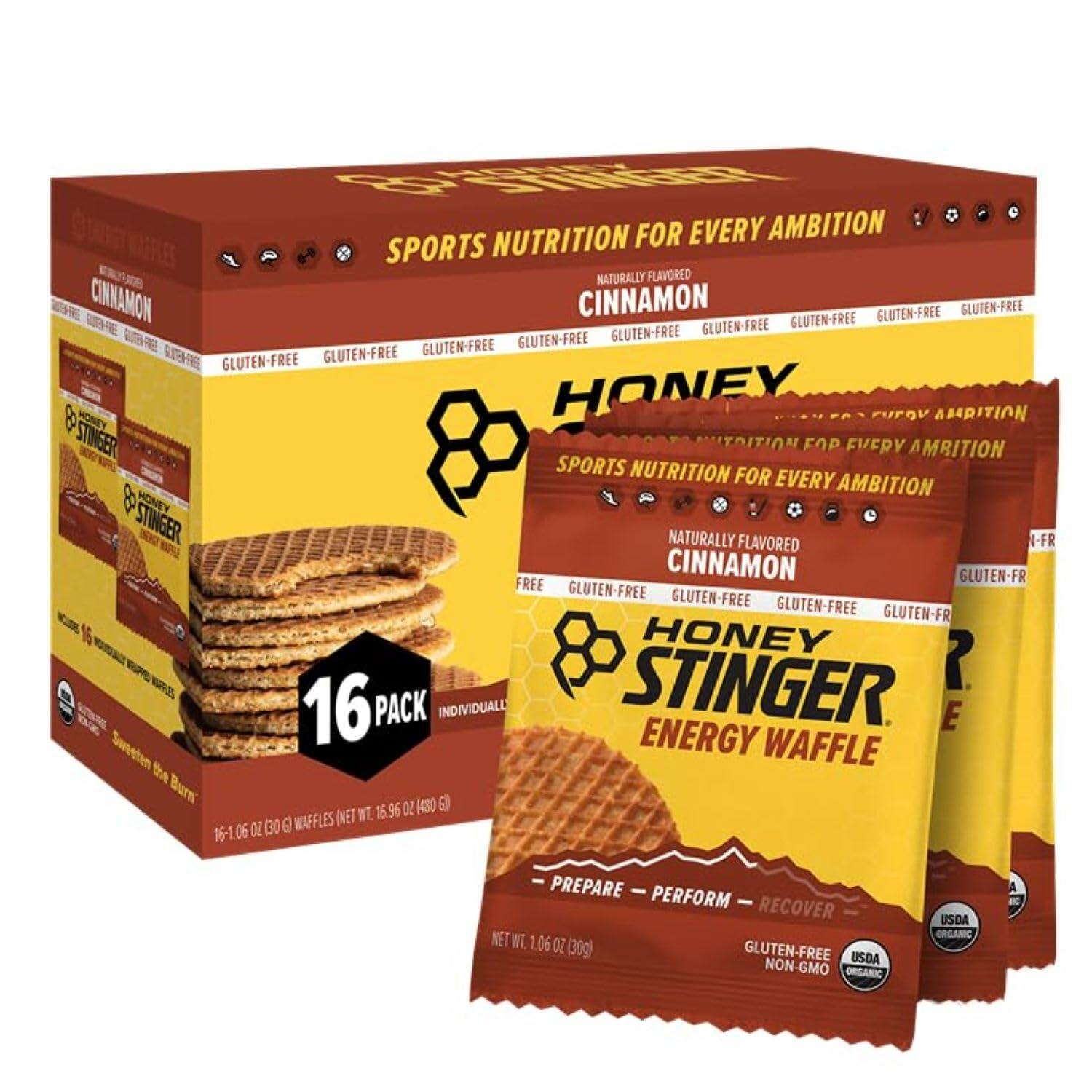 BB08/25 Honey Stinger Organic Cinnamon Waffle Energy Snack Box of 16 16.96oz