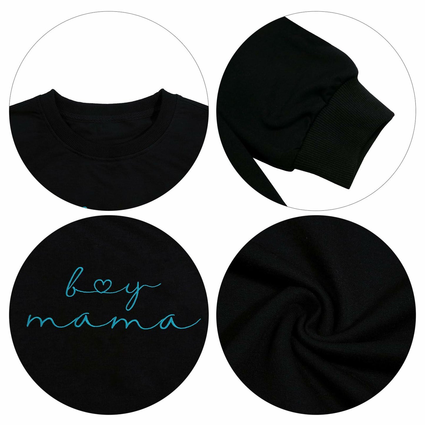 MYHALF Women Mama Oversized Crewneck Sweatshirt Pink Embroidered LS