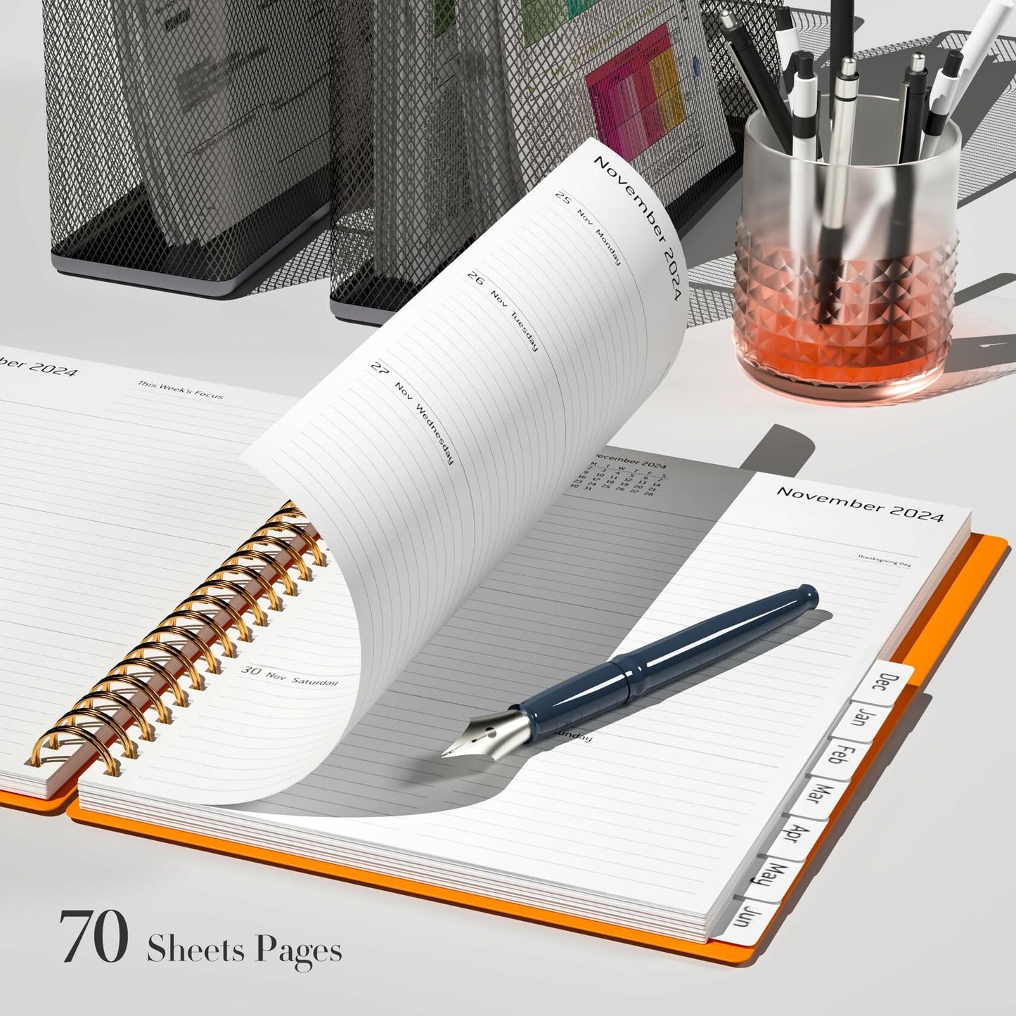 2024-2025 Academic Weekly & Monthly Planner 6.1x8.5 Yellow Flexible Hardcover