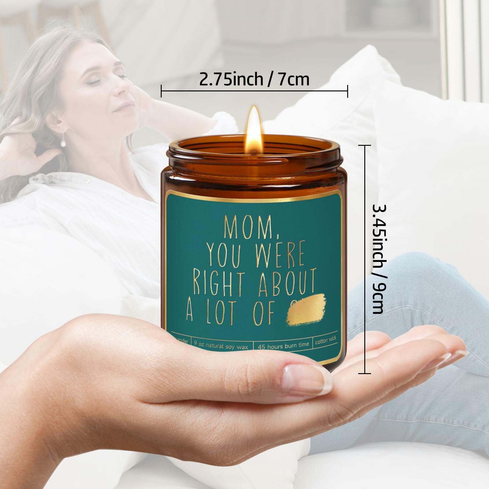 Lavender Candle Gift for Mom - Scented Soy Wax, Relaxing Aromatherapy 9oz