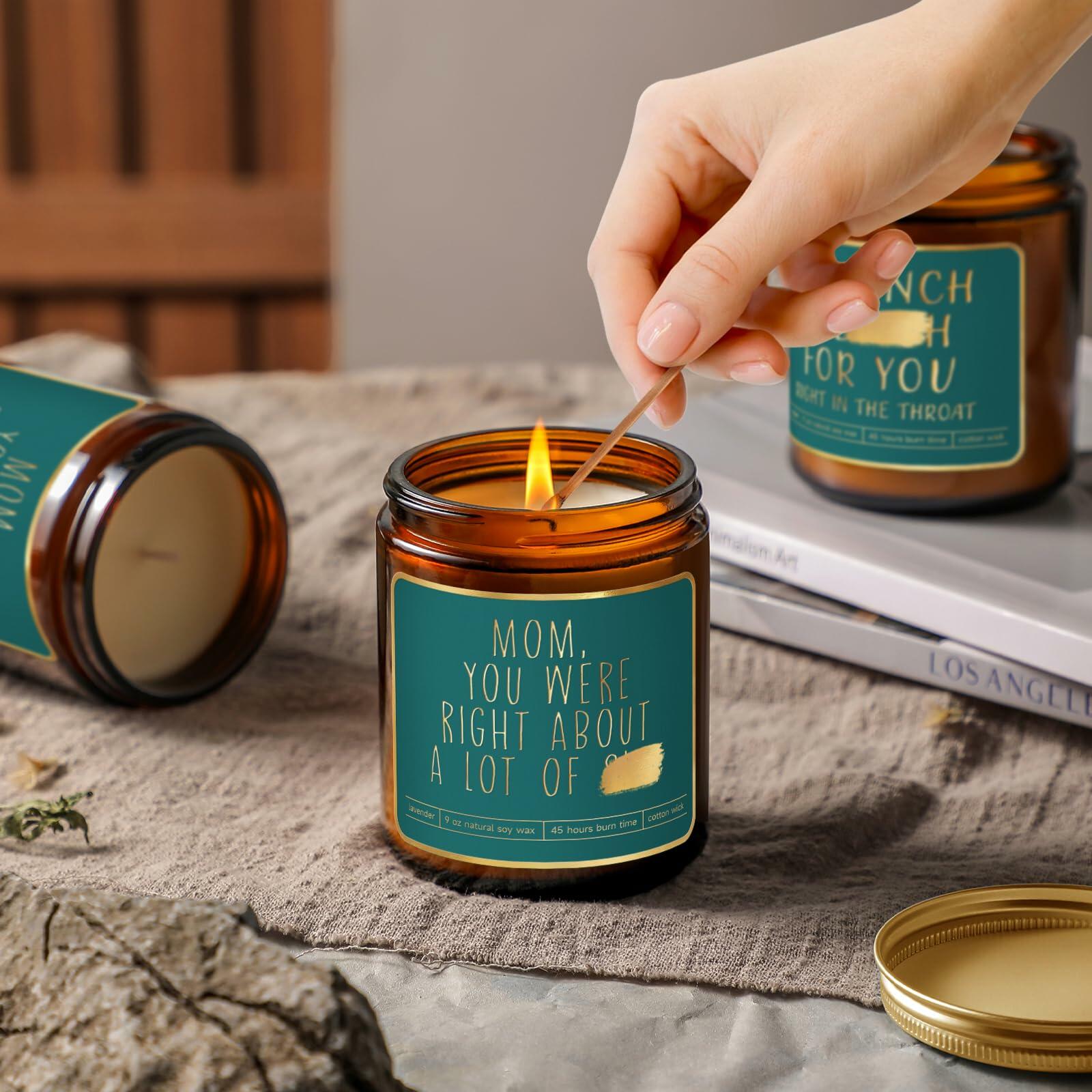 Lavender Candle Gift for Mom - Scented Soy Wax, Relaxing Aromatherapy 9oz