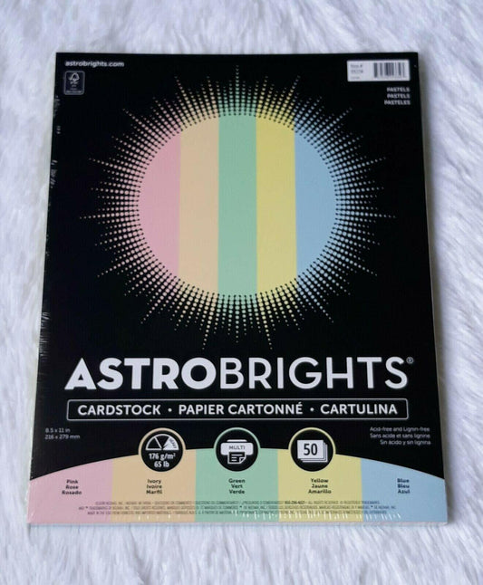 Astrobrights Cardstock 65 lb Pastels 8.5x11 Inches 50 Sheets