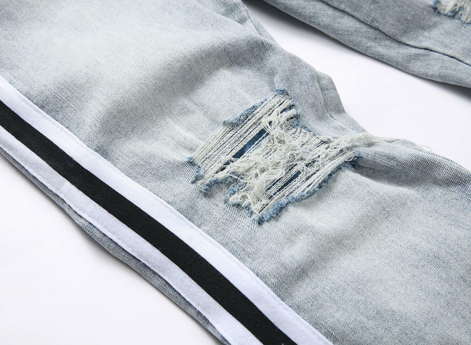 ABSECAI Men's Skinny Ripped Slim Fit Stretch Jeans Blue Size 34