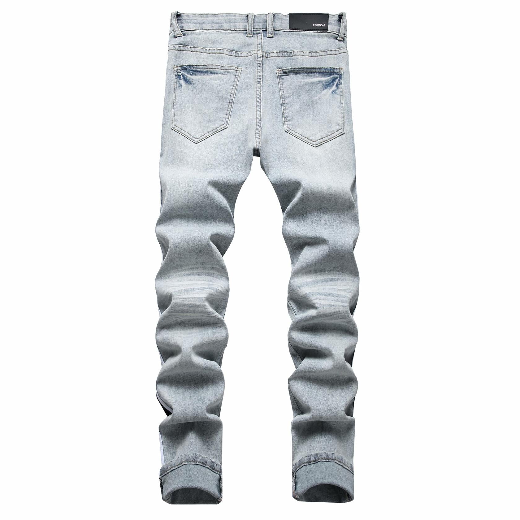 ABSECAI Men's Skinny Ripped Slim Fit Stretch Jeans Blue Size 34
