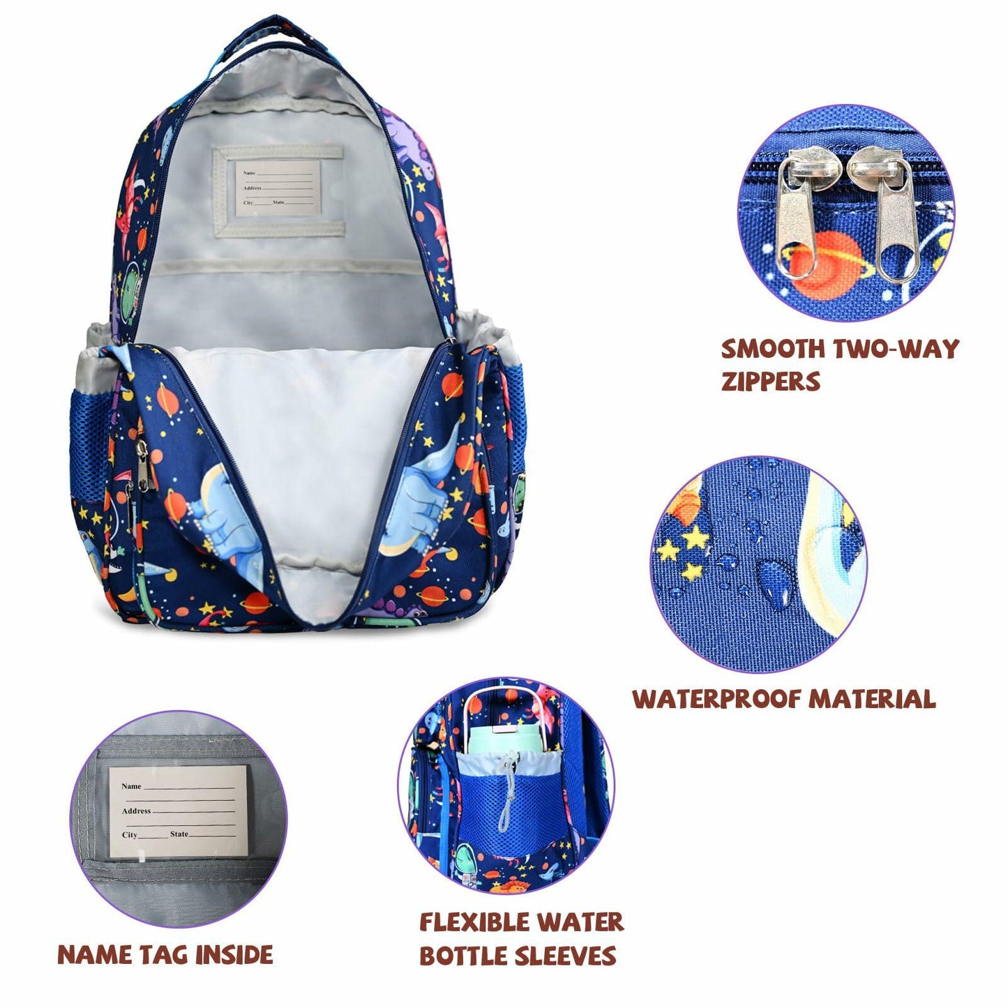 LOKESWEI Toddler Backpack 14" Blue Lightweight Durable Water-Resistant