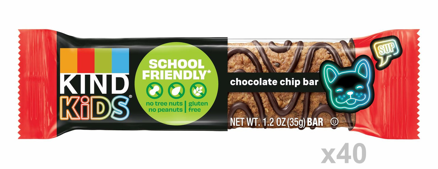 BestBy12/24 KIND Kids Chocolate Chip Snack Bars Nut & Gluten Free 40 Count