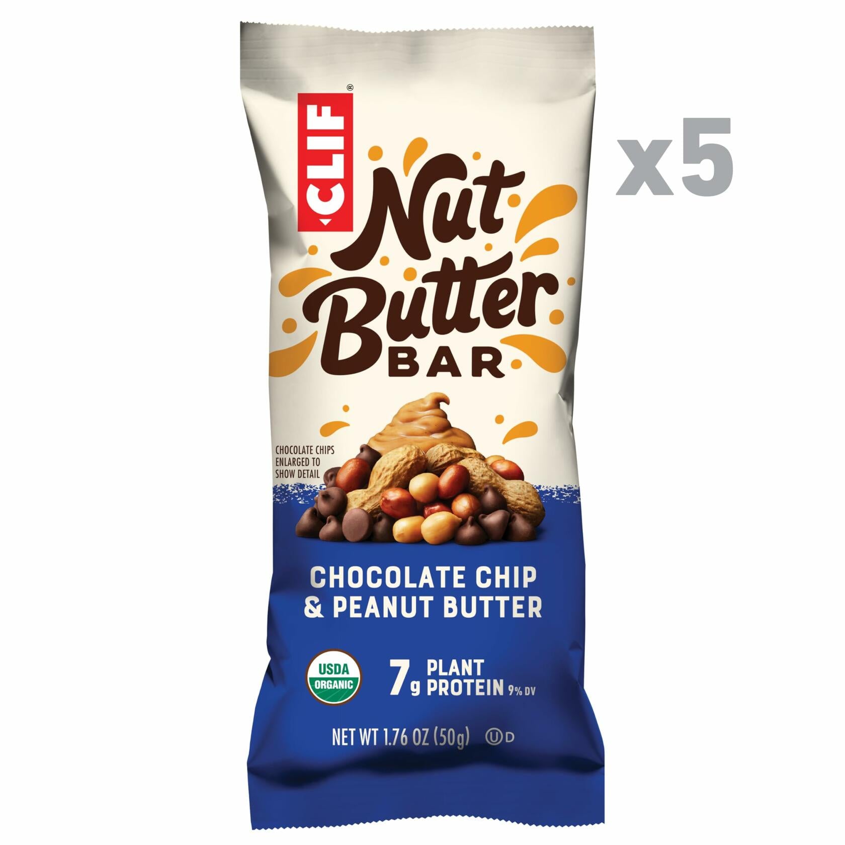 BestBy01/26 CLIF Nut Butter Bar ChocolateChip PeanutButter Organic 5 Pack 1.76oz