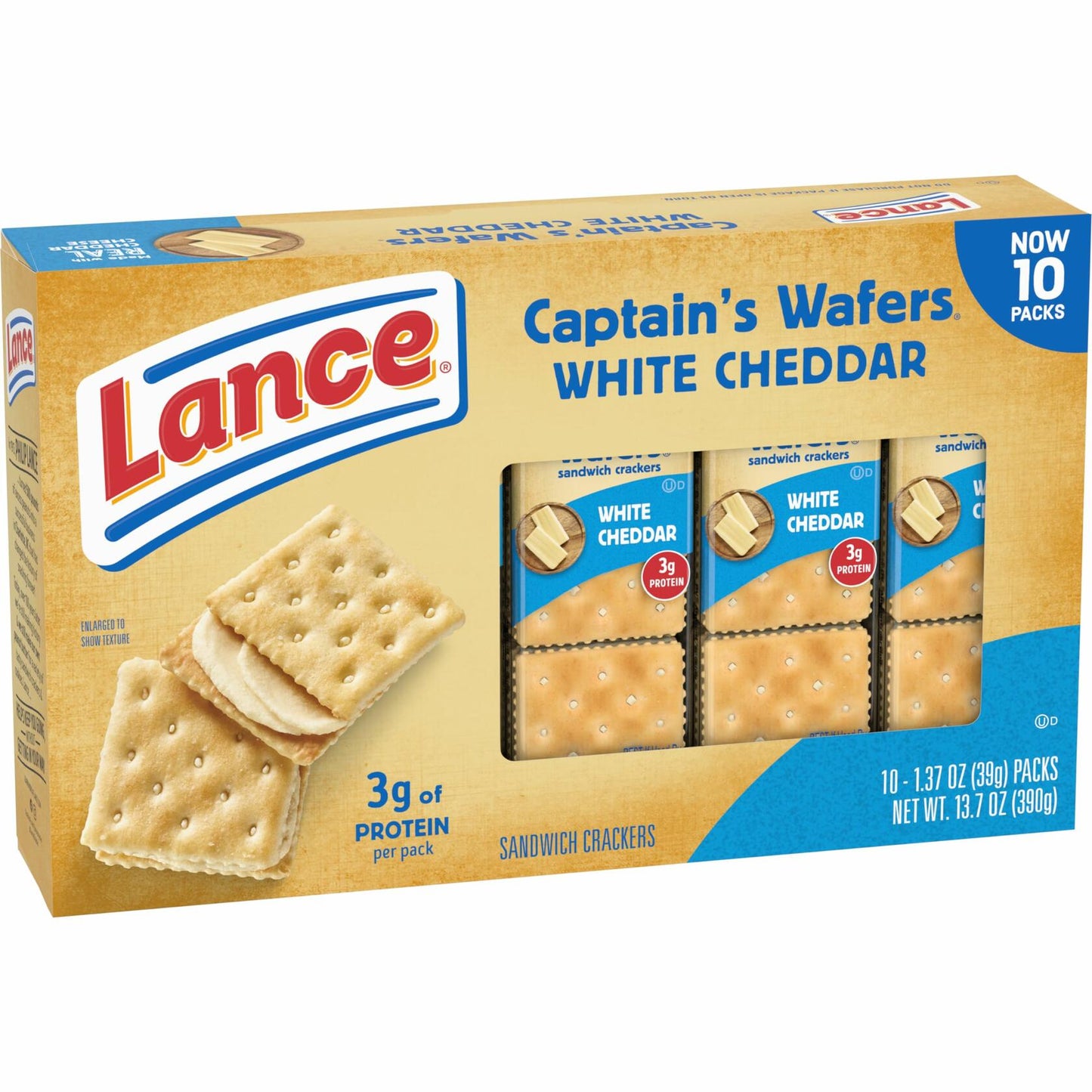 BB12/24 Lance Captain's Wafers White Cheddar Sandwich Crackers 10 Packs 6ct