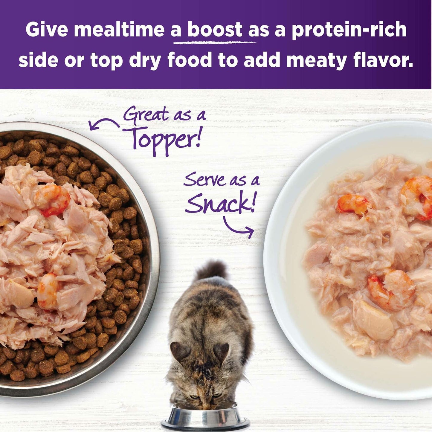 BestBy01/25 Wellness Bowl Boosters Cat Food Topper Tuna & Shrimp 1.75oz Pack 12