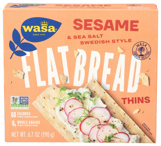 BB03/25 Wasa Flatbread Thins Sesame Sea Salt Crackers 6.7oz Pack of 1