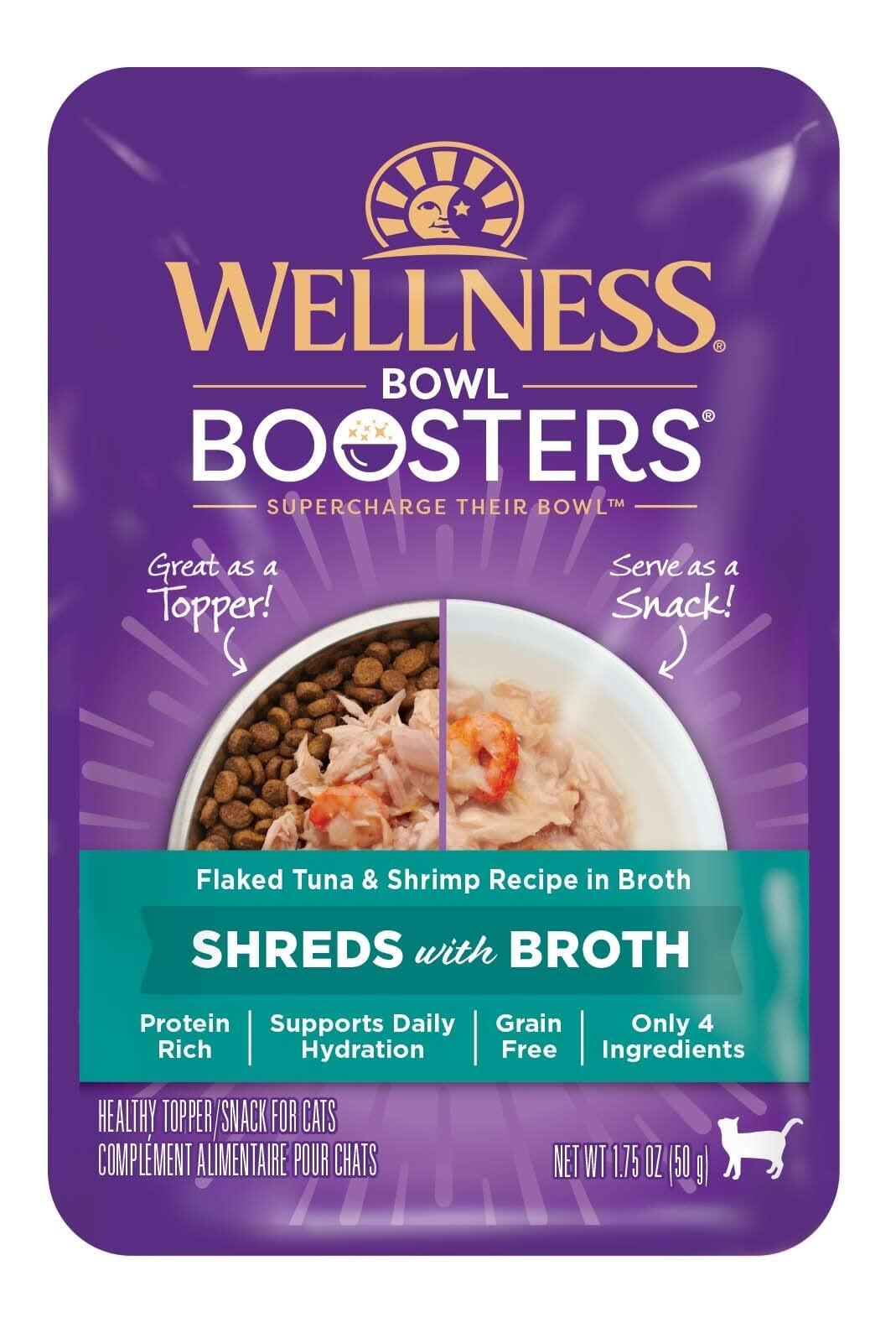 BestBy01/25 Wellness Bowl Boosters Cat Food Topper Tuna & Shrimp 1.75oz Pack 12