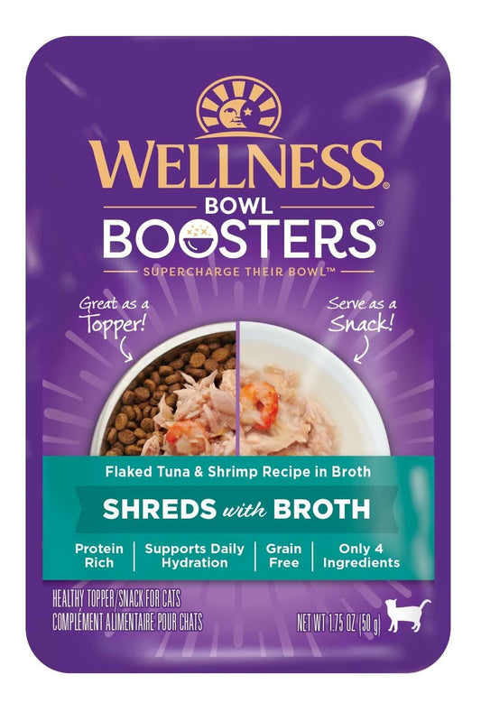 BestBy01/25 Wellness Bowl Boosters Cat Food Topper Tuna & Shrimp 1.75oz Pack 12