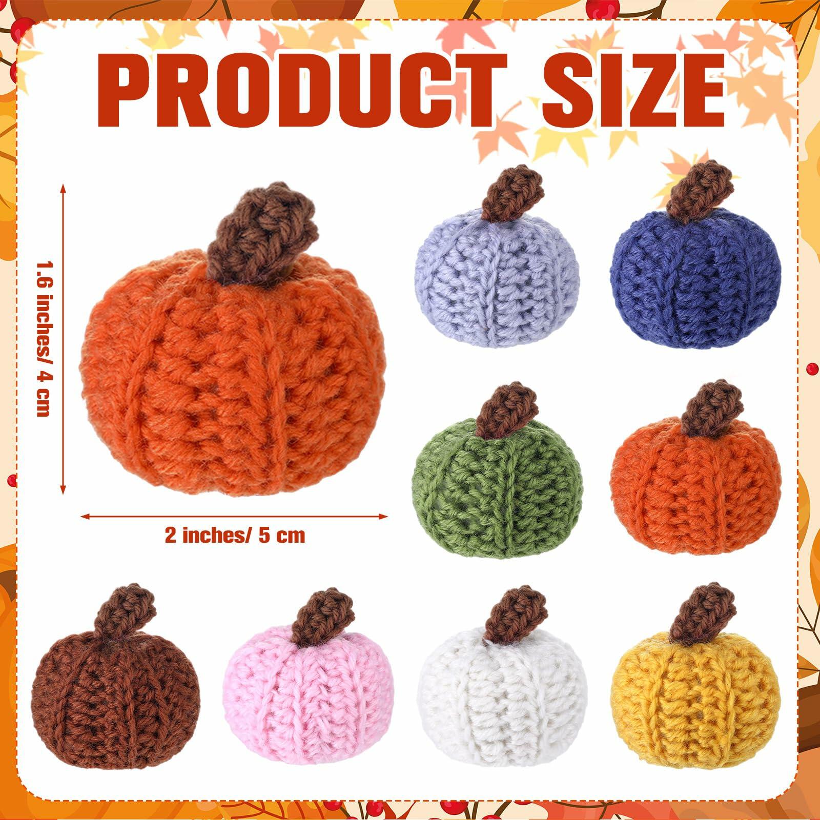 Yinkin 8 Pc Mini Knit Pumpkins Fall Decor Assorted Colors Handmade
