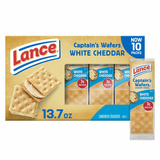 BB12/24 Lance Captain's Wafers White Cheddar Sandwich Crackers 10 Packs 6ct