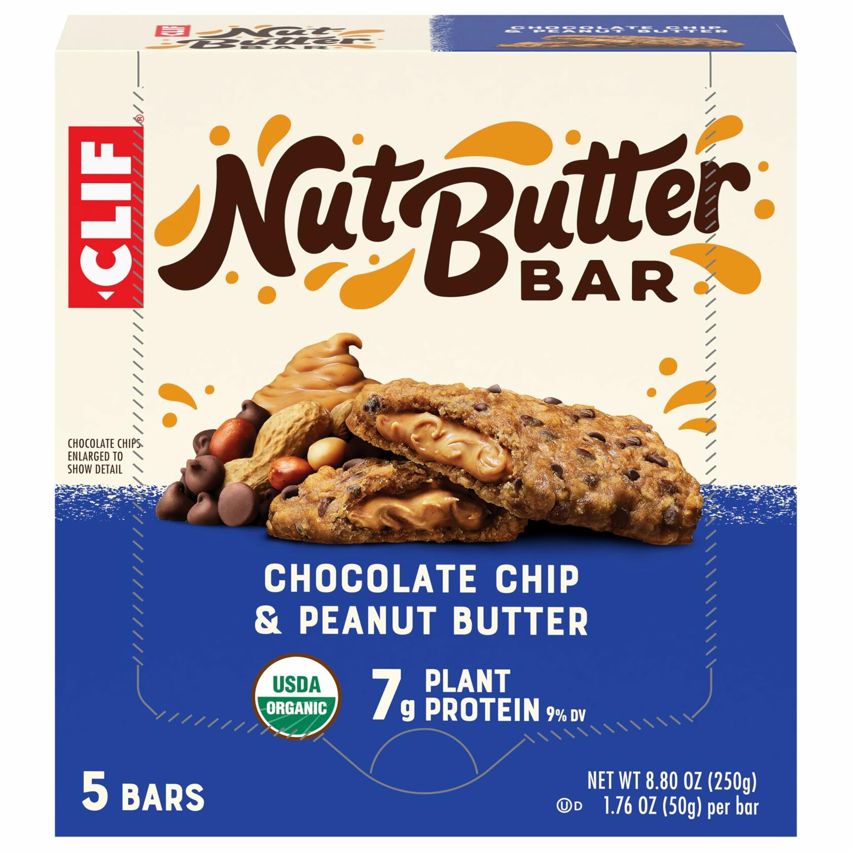 BestBy01/26 CLIF Nut Butter Bar ChocolateChip PeanutButter Organic 5 Pack 1.76oz