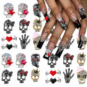 50pcs Handmade Dark Resin Bat Charms for Nails Halloween Accessories