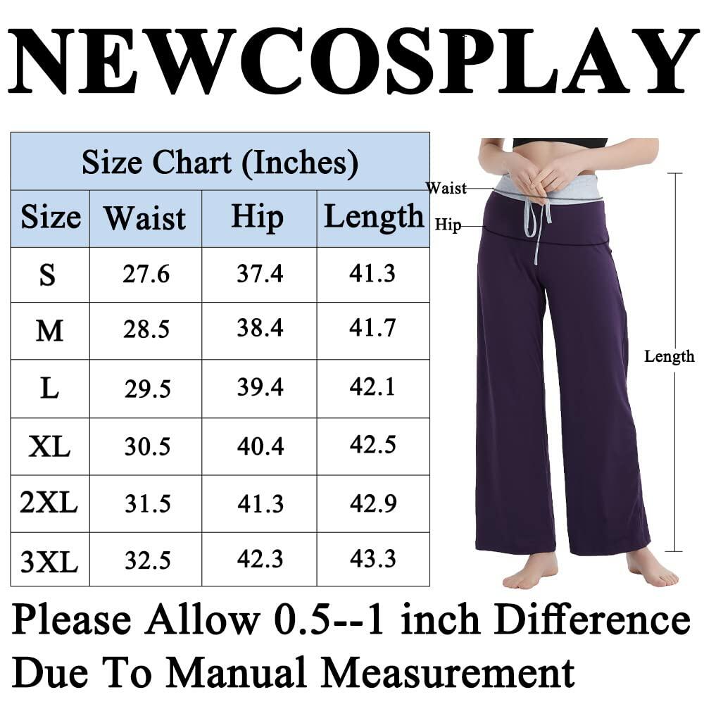 NEWCOSPLAY Women's Comfy Pajama Pants Casual Drawstring Wide Leg Size M