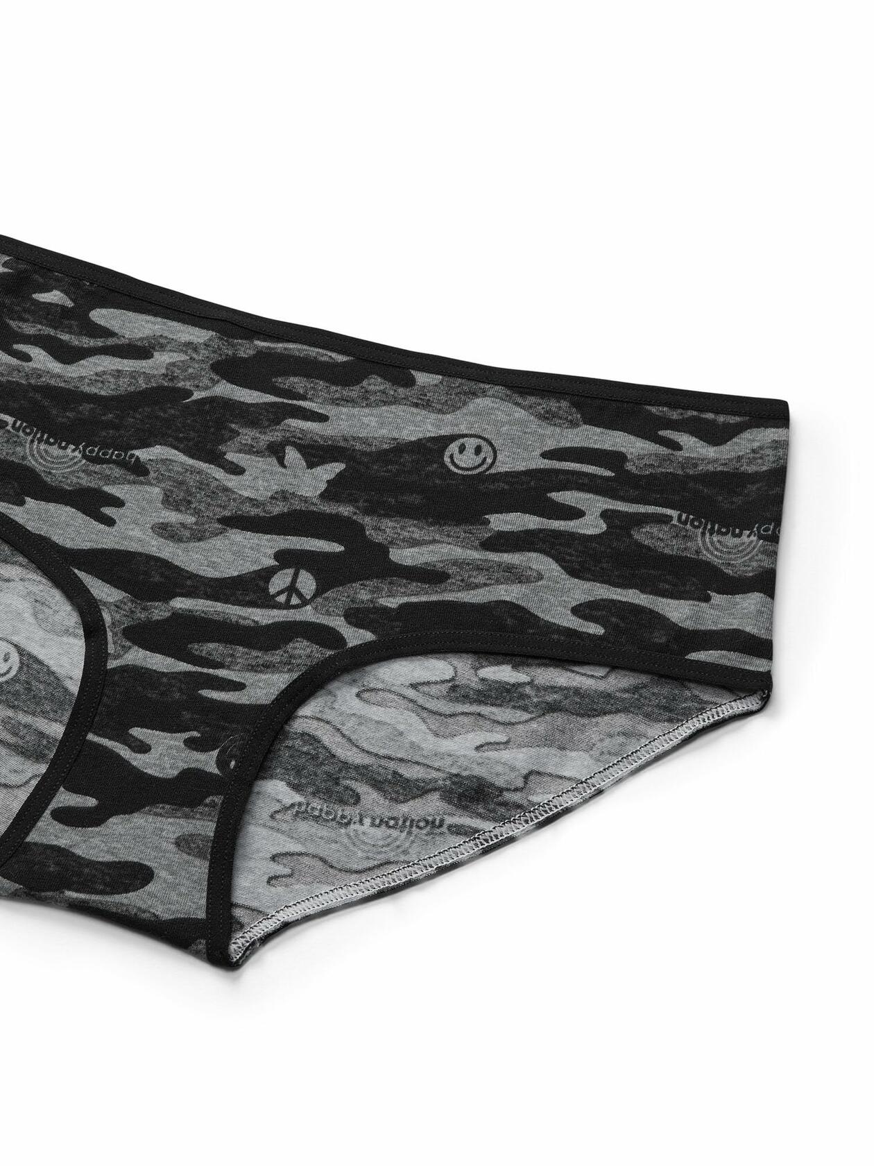 Happy Nation Girls Comfy Cotton Hipster Underwear Grey Camo Large