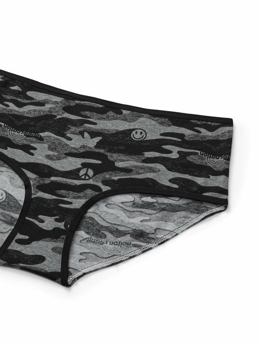 Happy Nation Girls Comfy Cotton Hipster Underwear Grey Camo Large