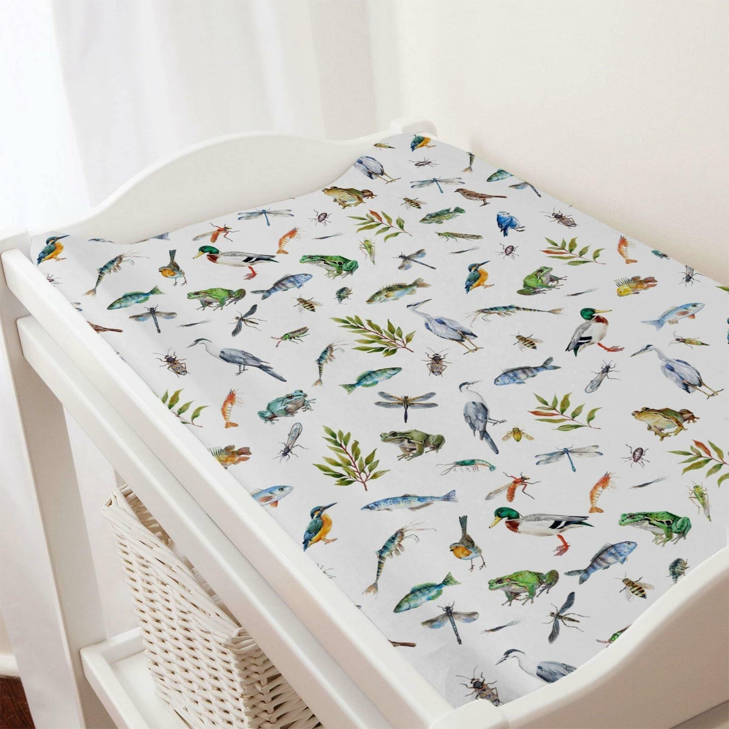 Wildlife Pond Changing Pad Cover 32x16 Soft Fitted Baby Change Mat