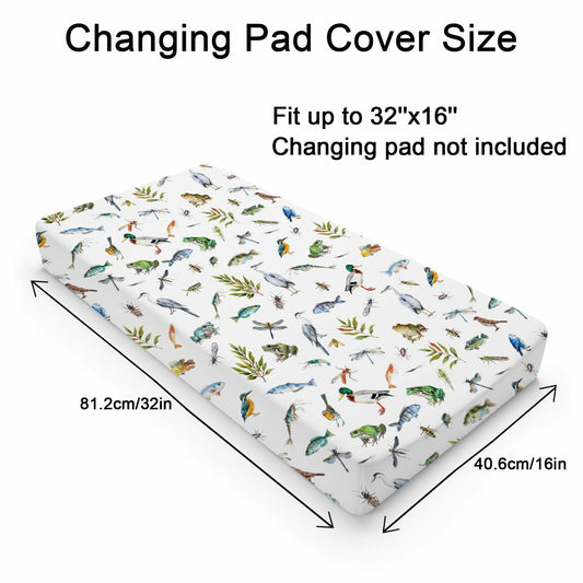 Wildlife Pond Changing Pad Cover 32x16 Soft Fitted Baby Change Mat