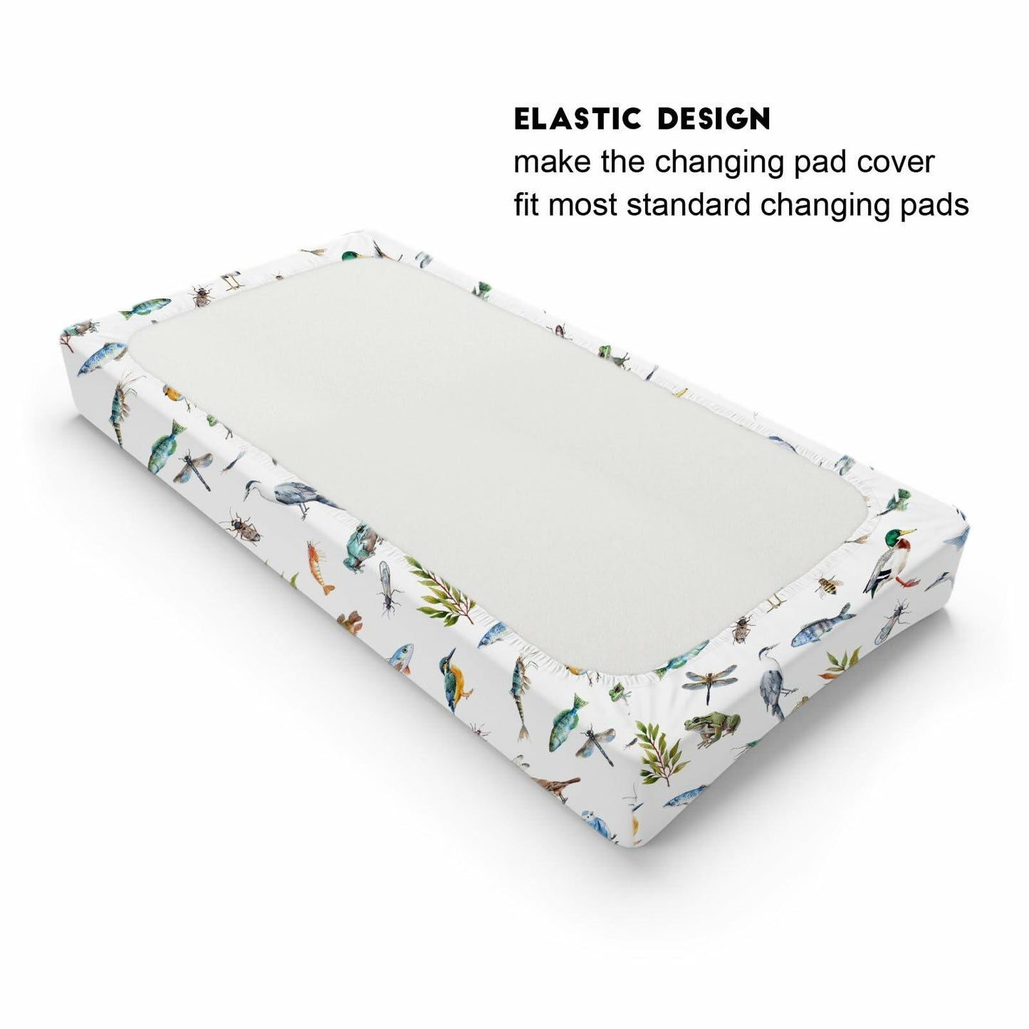 Wildlife Pond Changing Pad Cover 32x16 Soft Fitted Baby Change Mat