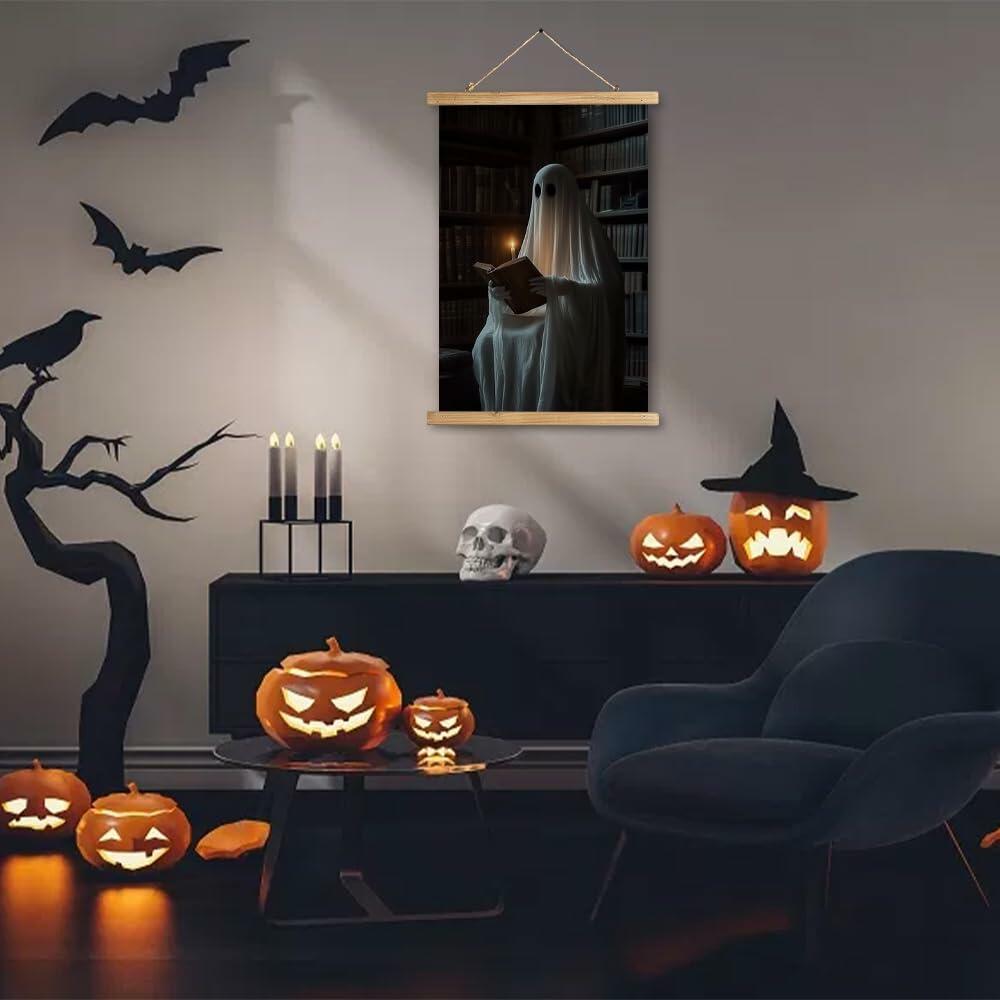 XIAOAIKA Vintage Halloween Ghost Poster 16x23in Linen Canvas Wall Art
