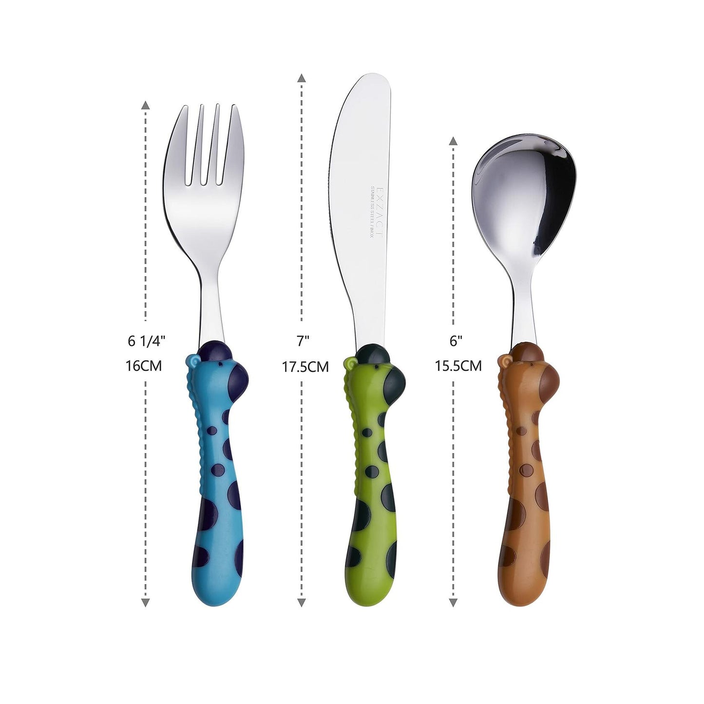 ANNOVA Kids Silverware Set 6 Pieces Stainless Steel Child Flatware Giraffe