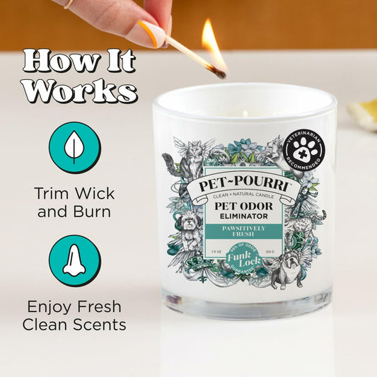 Pet-Pourri Pawsitively Fresh Pet Deodorizer Candle 7.5oz Vet Approved