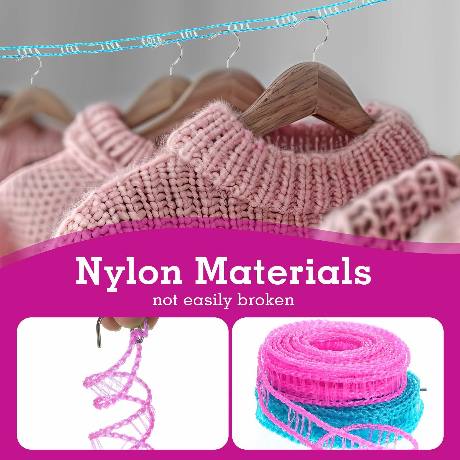 Giantree 2 Pack Retractable Windproof Clothesline Pink + Blue for Outdoor