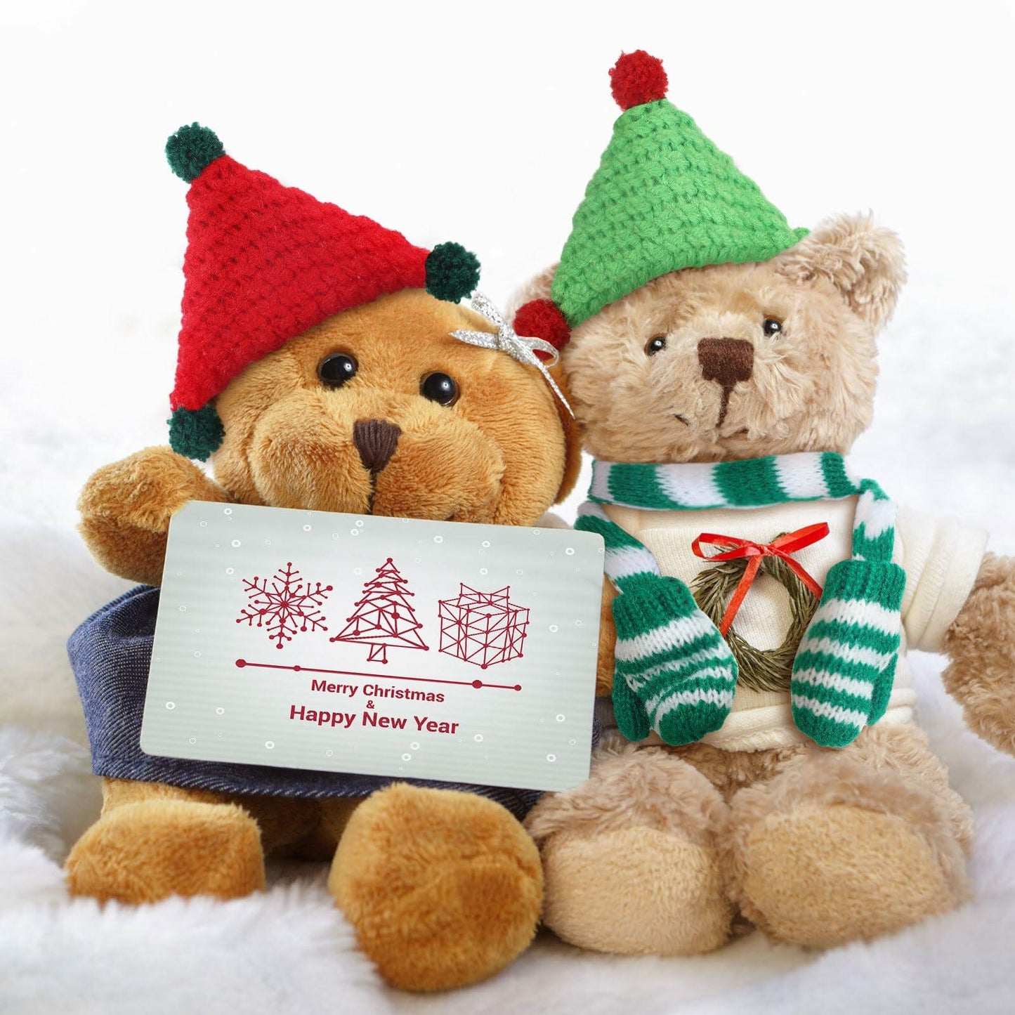 Geyoga 8 Pc Mini Knit Doll Hats & Scarves Set Mini Santa Hats Red White Green