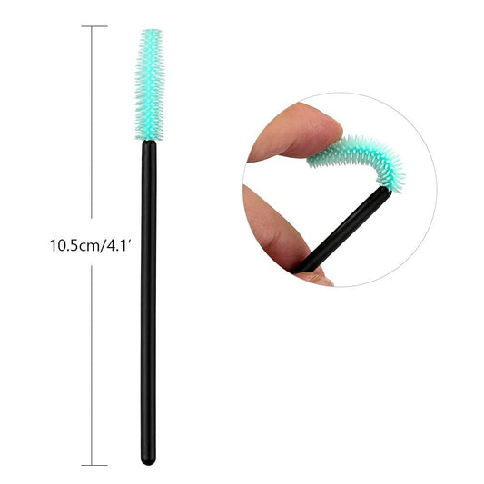 100PCS Silicone Eyelash Brushes Wands Mascara Applicator Makeup Kits Green
