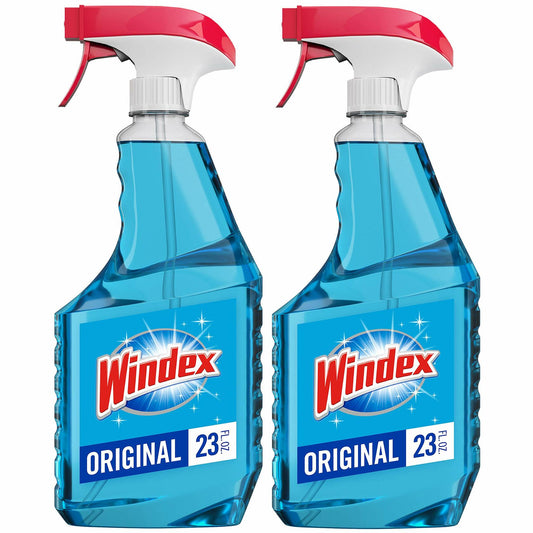 Windex Glass Cleaner Spray 23oz Pack of 2 Original Blue Scent Recycled Bottle