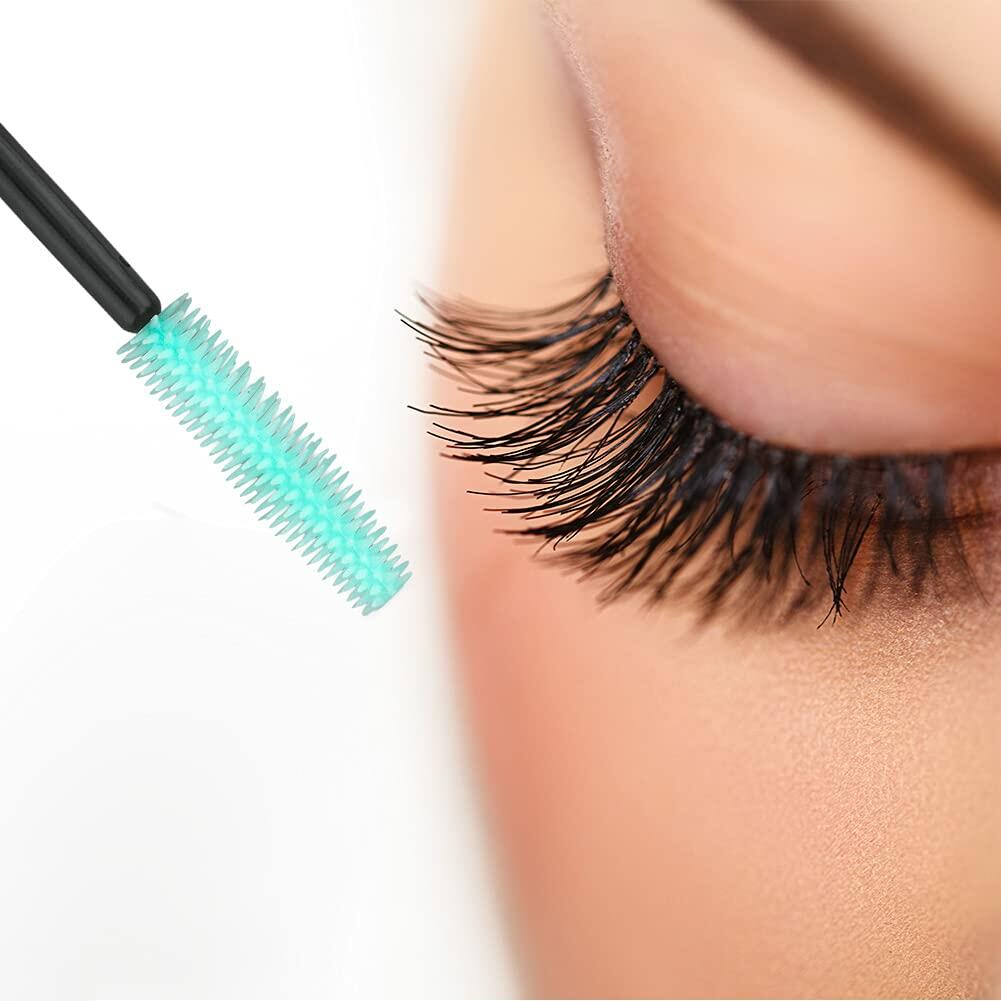 100PCS Silicone Eyelash Brushes Wands Mascara Applicator Makeup Kits Green